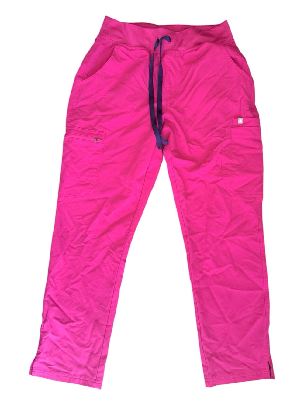 Figs Hot Pink pants with Navy Drawstring- M/P